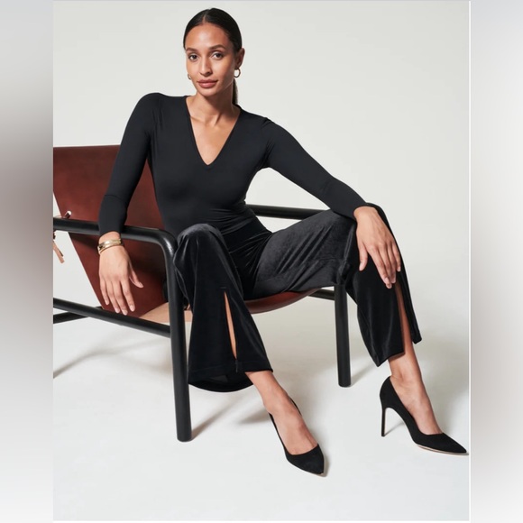 Spanx Velvet Split Hem Wide Leg Pants - Picture 5 of 9